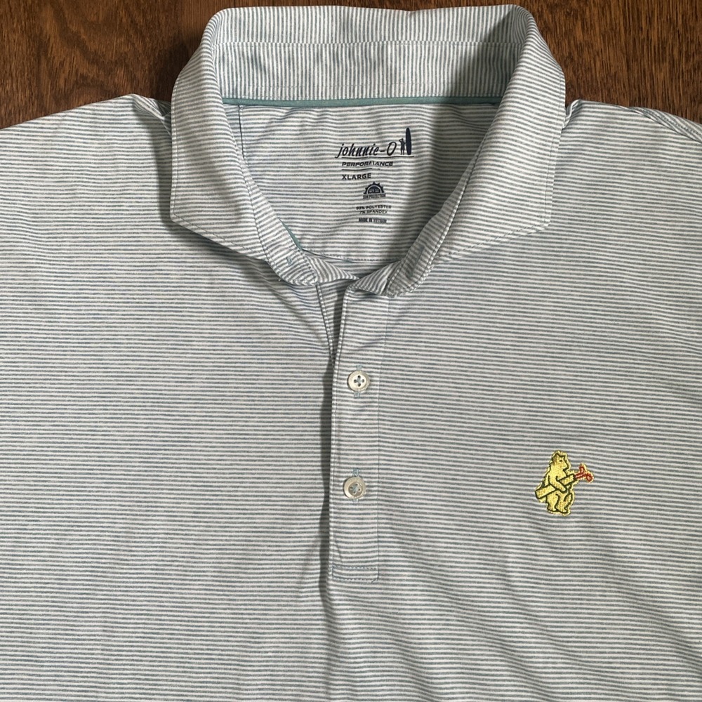 Johnnie-O Polo Shirt Chicago Cubs Bear 1914 Logo Masters Colors Golf Striped XL